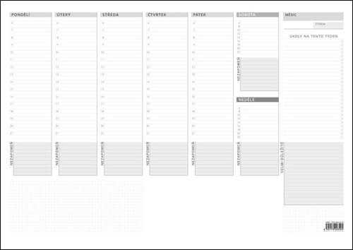 Stolní plánovač A3 2025 týdenní mapa